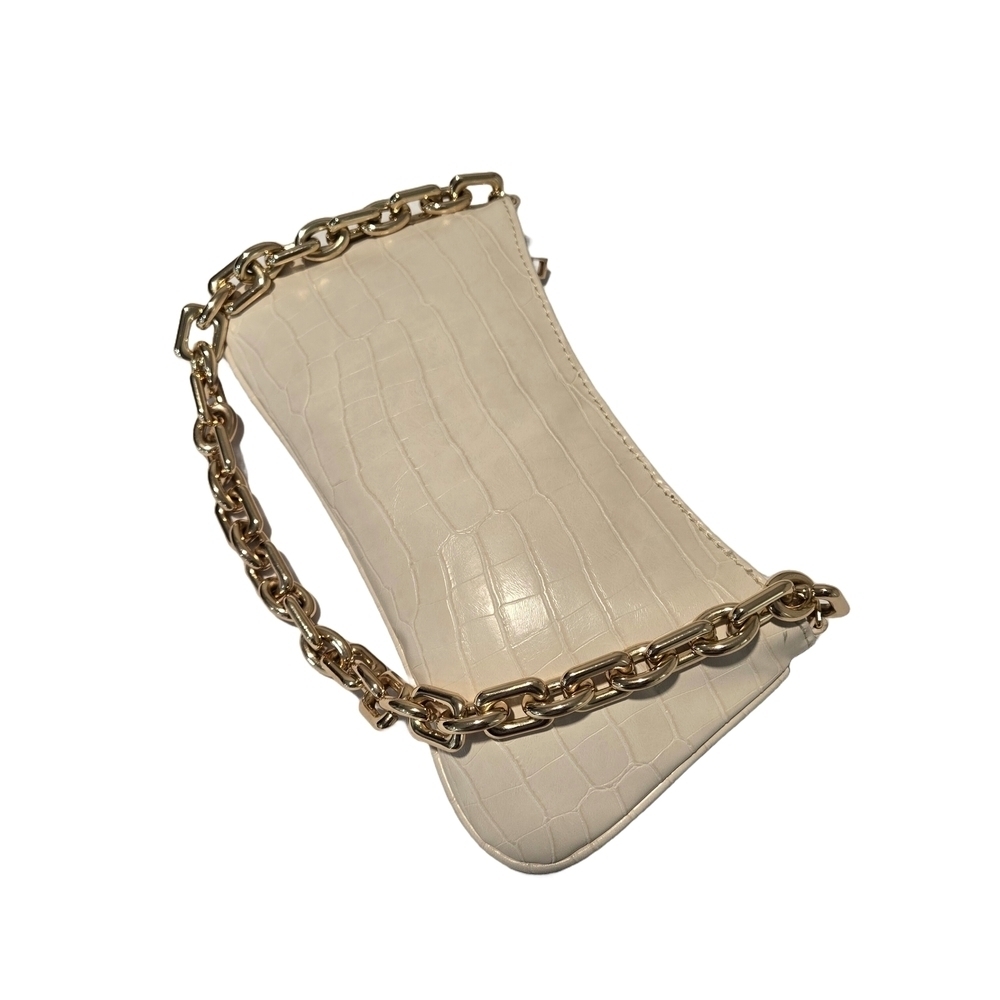 Zara Cream and Gold Clutch with Elegant Detailing